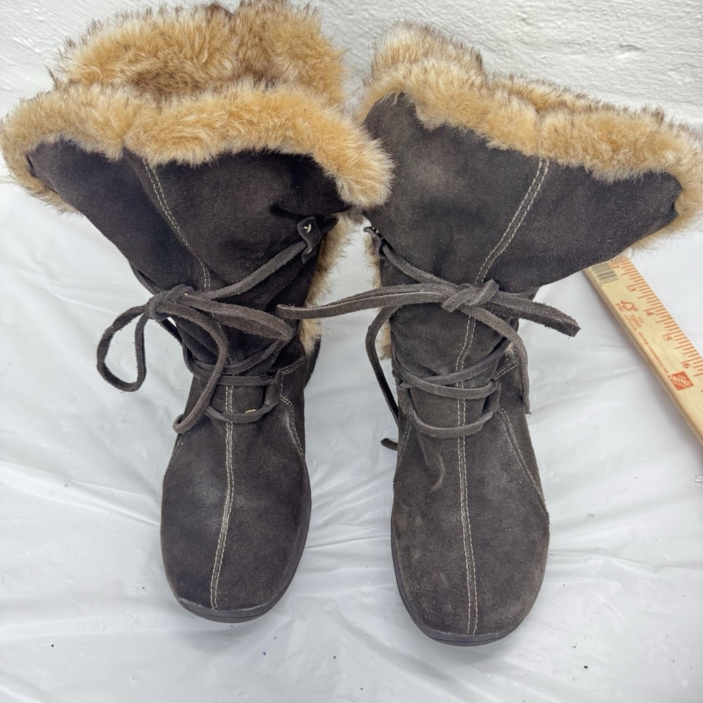 Ruff Hewn  Women's Brown  Faux Fur Lined Leather Boots Size 8 M